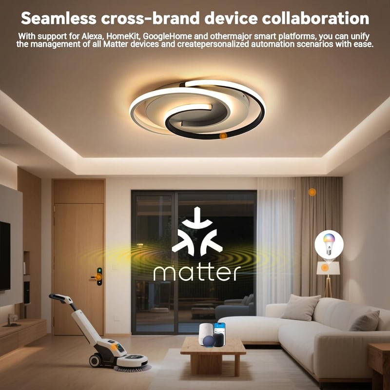 BAYHT Okos LED mennyezeti lámpa matt, fényerőszabályzós, eWeLink kompatibilis, távirányítóval 24W 2400lm modern nappali hálószoba