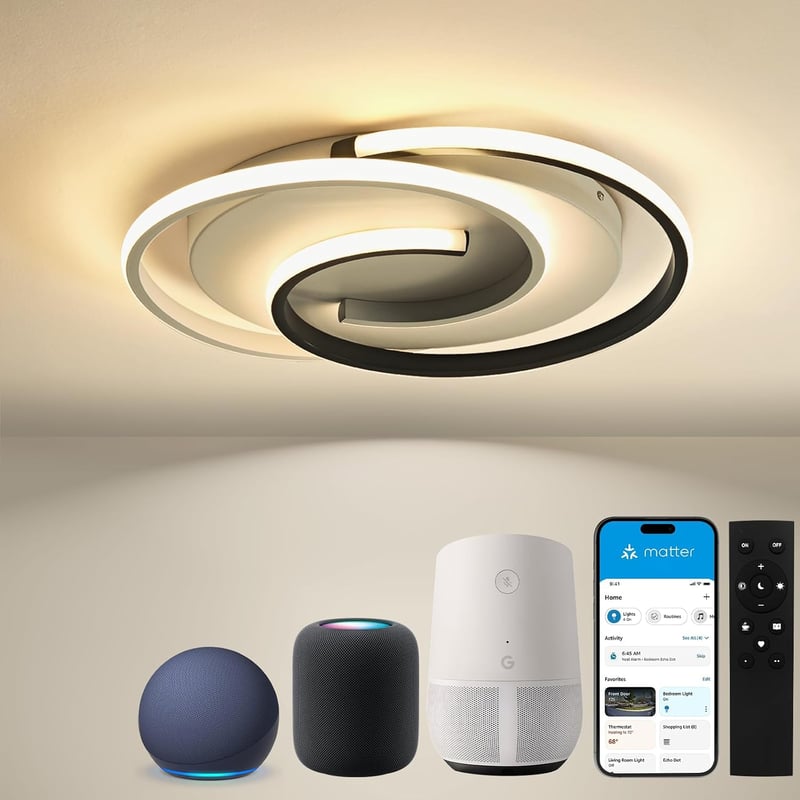 BAYHT Okos LED mennyezeti lámpa matt, fényerőszabályzós, eWeLink kompatibilis, távirányítóval 24W 2400lm modern nappali hálószoba