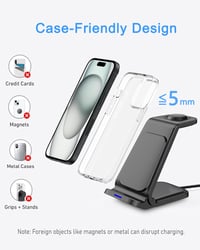 Bezdrôtová nabíjacia stanica 3 v 1 Bayite pre iPhone 16, 15, 14, 13, 12, 11, Apple Watch Ultra, 10, 9, 8, 7, 6, 5, 4, 3, 2, SE a AirPods Pro 4, 3, 2 5