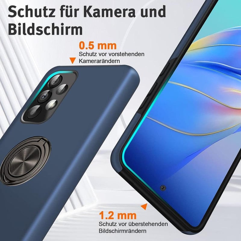 Samsung Galaxy A53 5G ütésálló tok 360°-os gyűrűs állvánnyal - Tengerkék
