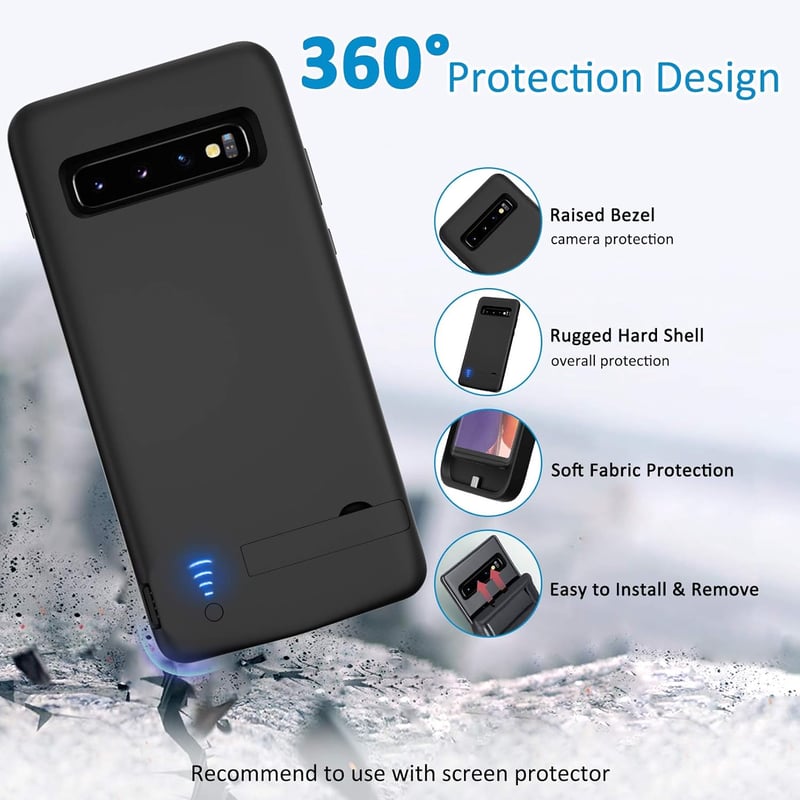 Samsung Galaxy S10 akkumulátoros tok 6000 mAh-s, állvánnyal - Gladgogo