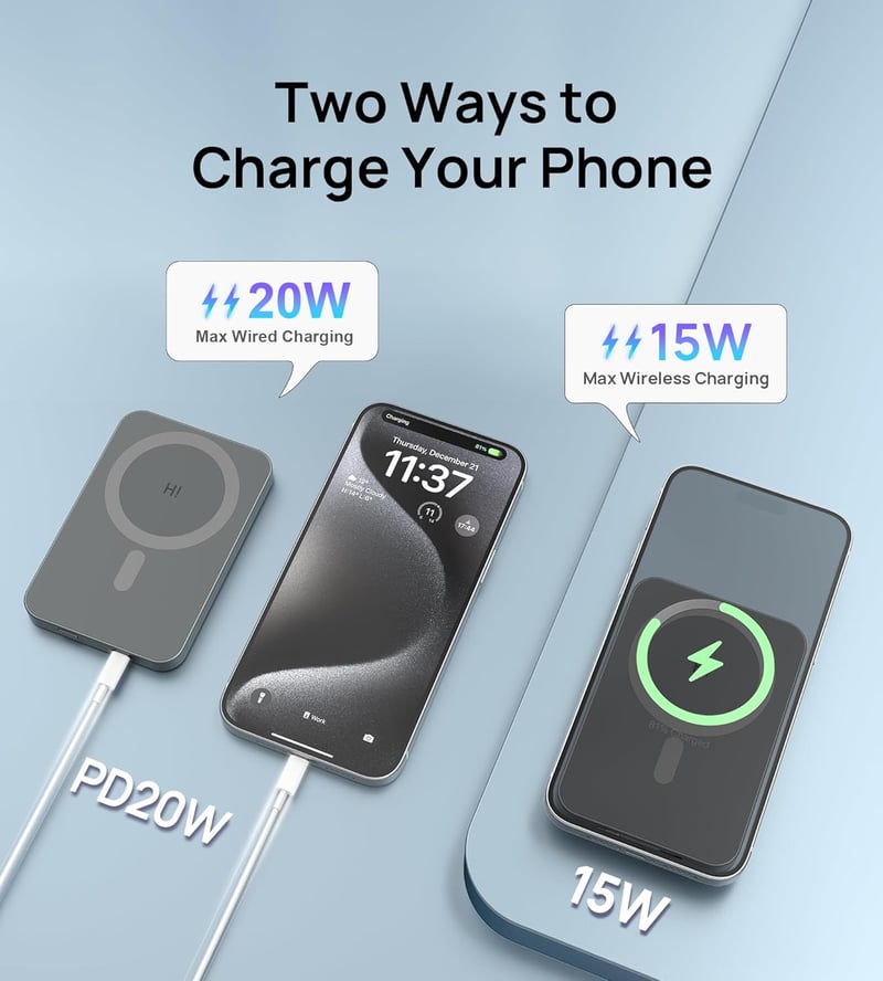 MagSafe Powerbank iPhone-hoz: Hinovo 5000mAh ultravékony mágneses külső akkumulátor, 20W gyorstöltés