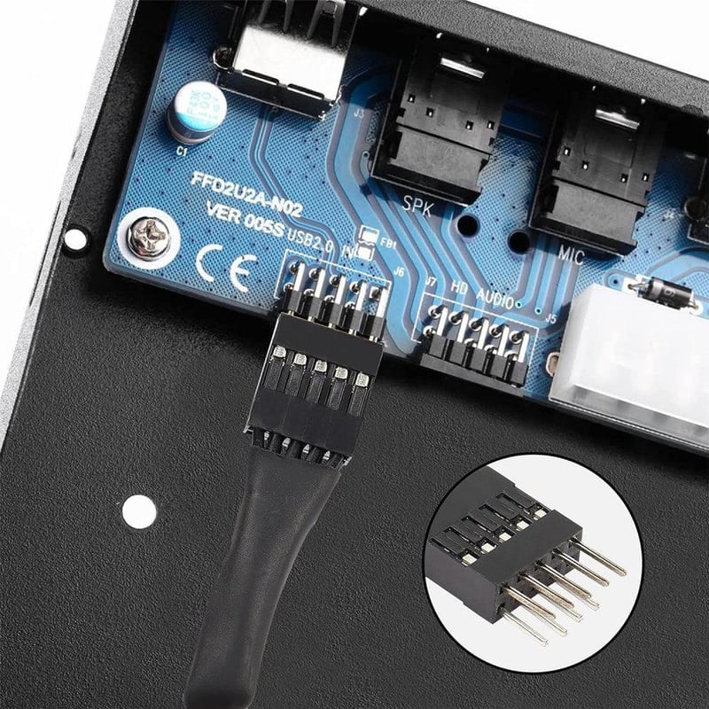 XMSJSIY Fekete USB 2.0 - 9 Tűs Alaplap Hosszabbító Kábel