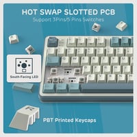 RK ROYAL KLUDGE S98 Mechanikus Billentyűzet Okos Kijelzővel, 96% Vezeték Nélküli, Bluetooth/2.4G/USB-C, Hot-Swap, 98 Gombos, Égkék - Linearer Creme Schalter, sky blue 6