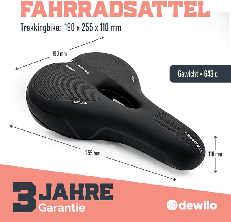 Dewilo Kényelmes Unisex Kerékpárnyereg Esővédővel és Szerszámmal - Trekking, MTB, Országúti