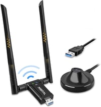 Aigital WiFi Adapter 1200 Mbit/s DualBand USB 3.0 - Vezeték nélküli hálózati vevő 2 antennával, dokkoló állomással laptophoz, PC-hez, Window 1