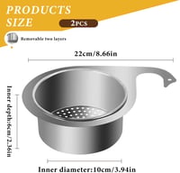 Sunshine smile Hattyú Alakú Mosogatószűrő - Rozsdamentes Acél Konyhai Lefolyószűrő, Többfunkciós Mosogató Szűrőkosár, 2 db-os Készlet 2