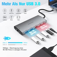 RSHTECH 11 az 1-ben MacBook Dokkoló - 8K/4K HDMI, USB 3.2/3.0, 100W PD, SD/TF, Gigabit Ethernet - Két Monitoros USB-C Hub Windows/Linux/Mac  5