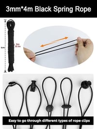 REJOECE 80 db Fekete Zsinórzár Készlet - 5/8 mm Cipőfűző Rögzítő, Kétutas Zsineglezáró Kabátokhoz, Sportruházathoz, Hátizsákokhoz, 4m Rugalm 3