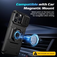 Doeshine iPhone 15 Pro Max Tok, 360° Gyűrűs Állvánnyal, Kamera Védőfedéllel, Katonai Ütésálló Védelem, 2db Képernyővédő Fóliával, Fekete 6