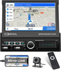 Hikity 7"-os motoros kijelzős 1DIN autórádió, Bluetooth, tolatókamera, Android/iOS tükrözés 1