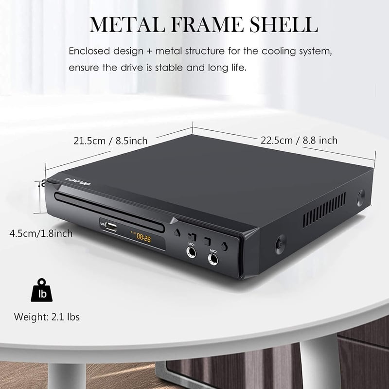 SCART/HDMI/USB DVD lejátszó TV-hez, régiómentes, mikrofonbemenettel