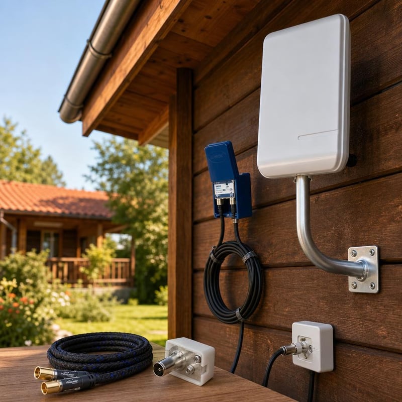 Súprava pre príjem TV: zosilňovač s 5G filtrom + anténa + 3m kábel + konektor + držiak