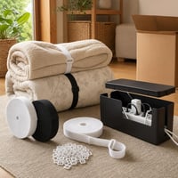 Set za organizaciju i selidbu: 2×10 m elastična traka + 50 čičak vezica + kutija za kabele 1