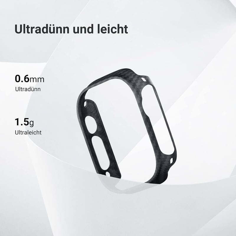 PITAKA ultravékony aramidszálas védőtok Apple Watch Ultra 2/Ultra 49mm-hez - fekete