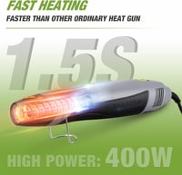 WORKPRO Mini Hőlégfúvó 400W - Kompakt Kézi Hőpisztoly 2 Hőfokozattal (300°C/500°C), Terelőfúvókával és Összecsukható Állvánnyal Barkácsolásh 3