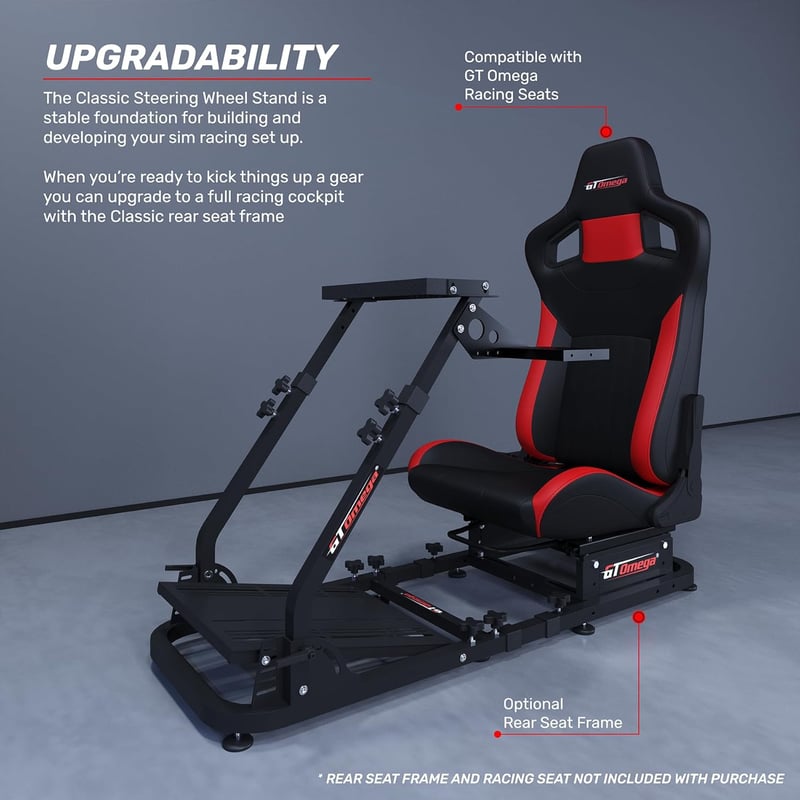 GT Omega Univerzális Kormányállvány Logitech G29 G923 Thrustmaster T500 Fanatec Clubsport Kompatibilis, Állítható Dőlésszögű, Összecsukható 