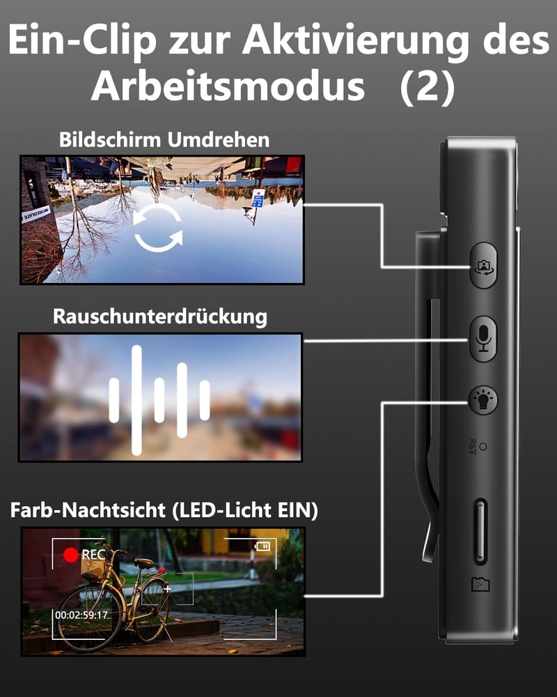 Bextgoo Testkamera 64GB Memóriakártyával - 1080P FHD Akciókamera Színes Éjjellátással, 16MP Fotók, Mágneses Klip és Kerékpártartó, Sisak Vid