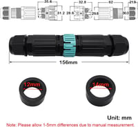 CTRICALVER IP68 Vízálló Kábel Csatlakozó, 5-Tűs Dugó/Aljzat, 9-14 mm Átmérőjű Kábelekhez, Kültéri Világításhoz, LED Lámpákhoz 2