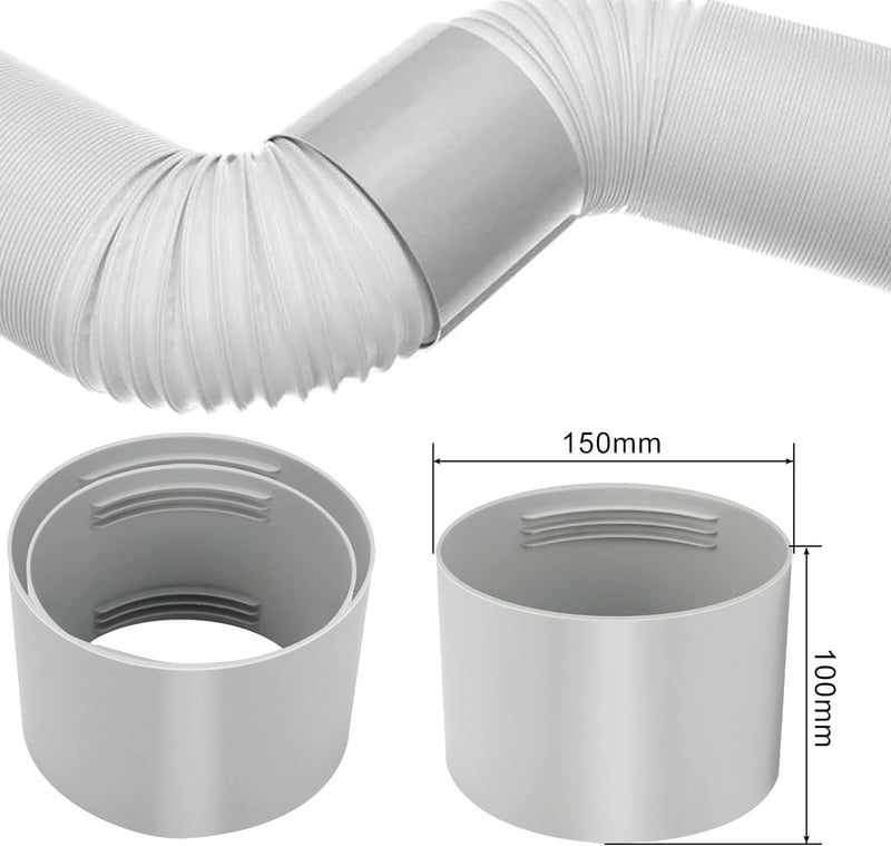 Sunshine smile 150 mm Légkondi Kipufogócső Adapter - Alumínium Klíma Csatlakozó Szellőzőcső Toldó Elem Jó Szigeteléssel, 5 Bar Nyomásig