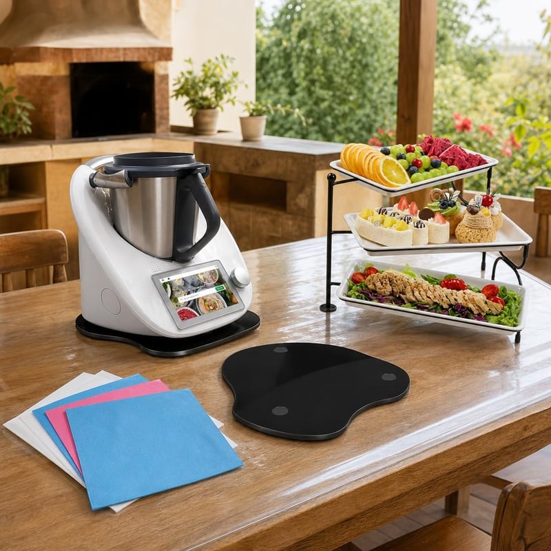 Thermomix set za radnu ploču: klizna podloga + 4 krpe za sjaj + rotirajuća etažera + PVC zaštita