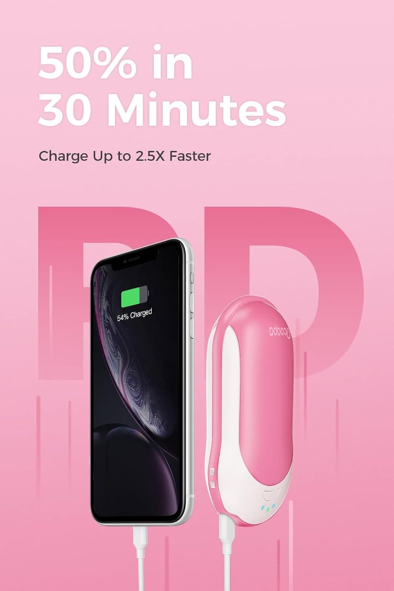 OCOOPA 10000 mAh-s gyorstöltős kézimelegítő powerbank, 15 órás üzemidő, 3 fokozat