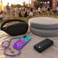 Festival survival set: puzdro s retiazkou + ľadvinka + 2x vankúš + 20000 mAh powerbank 1