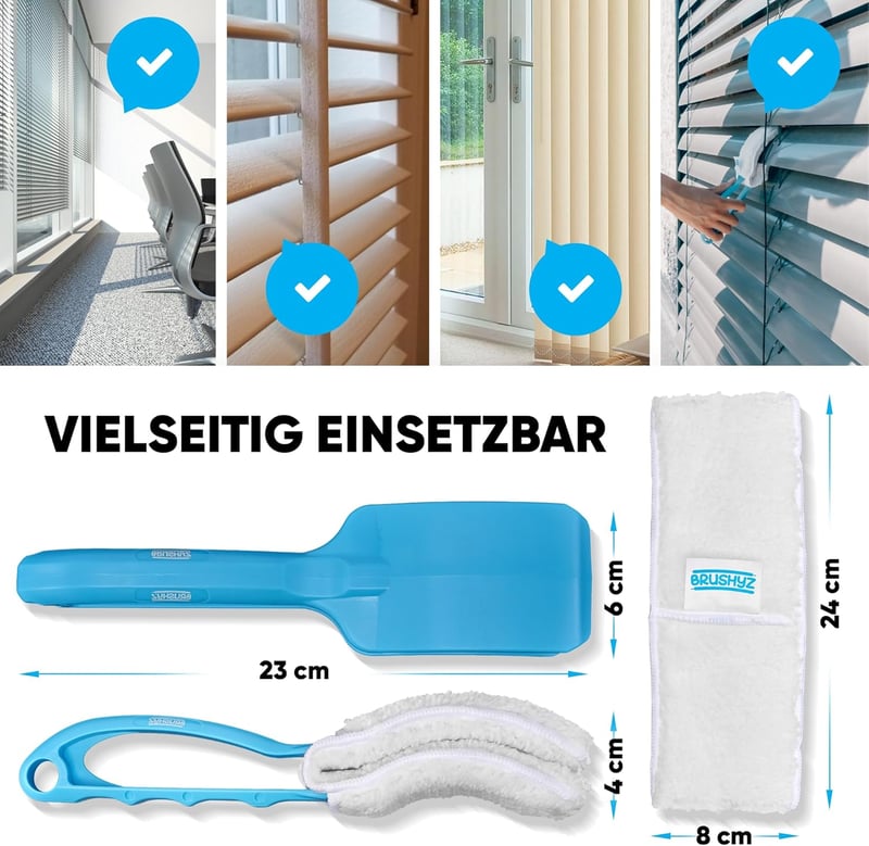 BRUSHYZ Reluxa Tisztító Kefe - Római Rolók Külső-Belső Tisztítására - Ergonomikus Kék Nyéllel, 2 Mosható Párnával, 180g