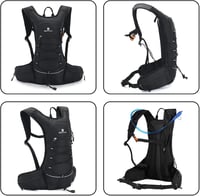 BBAIYULE Hidratációs Hátizsák 2L Víztartállyal - Futás Kerékpár MTB Túrázás Fekete Nylon Unisex Sporthátizsák 3 Zsebbel 3