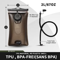 BBAIYULE Hydratačný vak 2 l, BPA-free a bez pachute, s izolovaným obalom a kefkou, 2 otvory, vhodný na beh, čierny 4
