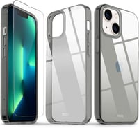 Apple iPhone 13 Mini Védőtok - Szürke Áttetsző Szilikon, Beépített Képernyővédővel 1