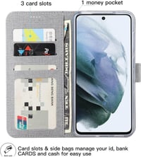 Samsung Galaxy S21 FE 5G Szürke Mágneses Pénztárcatartó Védőtok Állvánnyal 3