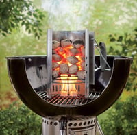 GFTIME Grillgyújtó Kémény 30,5 cm - Weber 7416 Kompatibilis Faszén Begyújtó, Hőálló Fogantyúval, Kültéri Grillezéshez 4