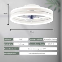 Revneey Mennyezeti Ventilátor Lámpával - 72W Szabályozható LED, Távirányítóval és Applikációval, 6 Sebességű, Időzítővel, Hálószobába, Nappa 2