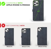 iPhone 14 Pro Max Tengerészkék Bőr Pénztárcatartó Tok Kártyatartóval és Állvánnyal 2