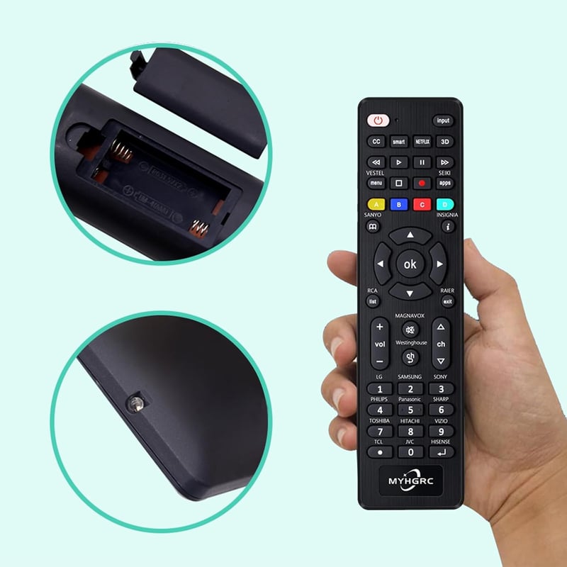 FOXRMT Univerzális TV Távirányító Samsung, LG, Sony, TCL, Sharp, Toshiba, Hisense okostévékhez - 10m hatótáv, 40 gomb, egyszerű beállítás