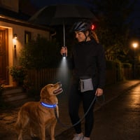 Sigurnost u noćnoj šetnji: LED kišobran + kaciga sa svjetlom + LED ogrlica + torbica za poslastice 1