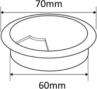 Kerek Műanyag Kábelrendező 60mm, Asztali Lyukhoz - 70mm Külső Átmérővel 3