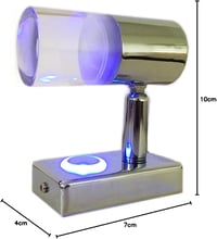 Króm 12V USB LED olvasólámpa, szabályozható, fehér/kék, jachthoz, lakókocsihoz 7