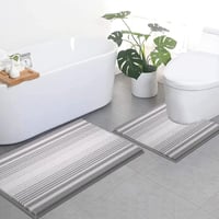 Puha Mikroszálas Fürdőszobaszőnyeg Szett - 2 db Szürke, Nagy+Kicsi 1