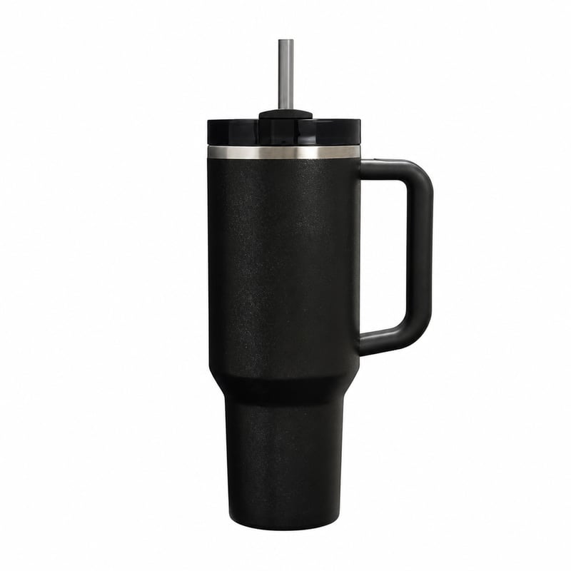 Stanley Quencher H2.0 Flowstate termo boca sa slamkom, crna, 1,2 L, Core - rabljeno, unutrašnjost s naslagama kamenca (stanje: vidi 2. sliku)