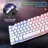 ZIYOU LANG Gamer Billentyűzet és Egér Szett - Fehér, RGB LED Háttérvilágítás, 2400 DPI, Vízálló, 6 Gombos Egér, Egérpad, USB, PS4/Xbox Kompa 5