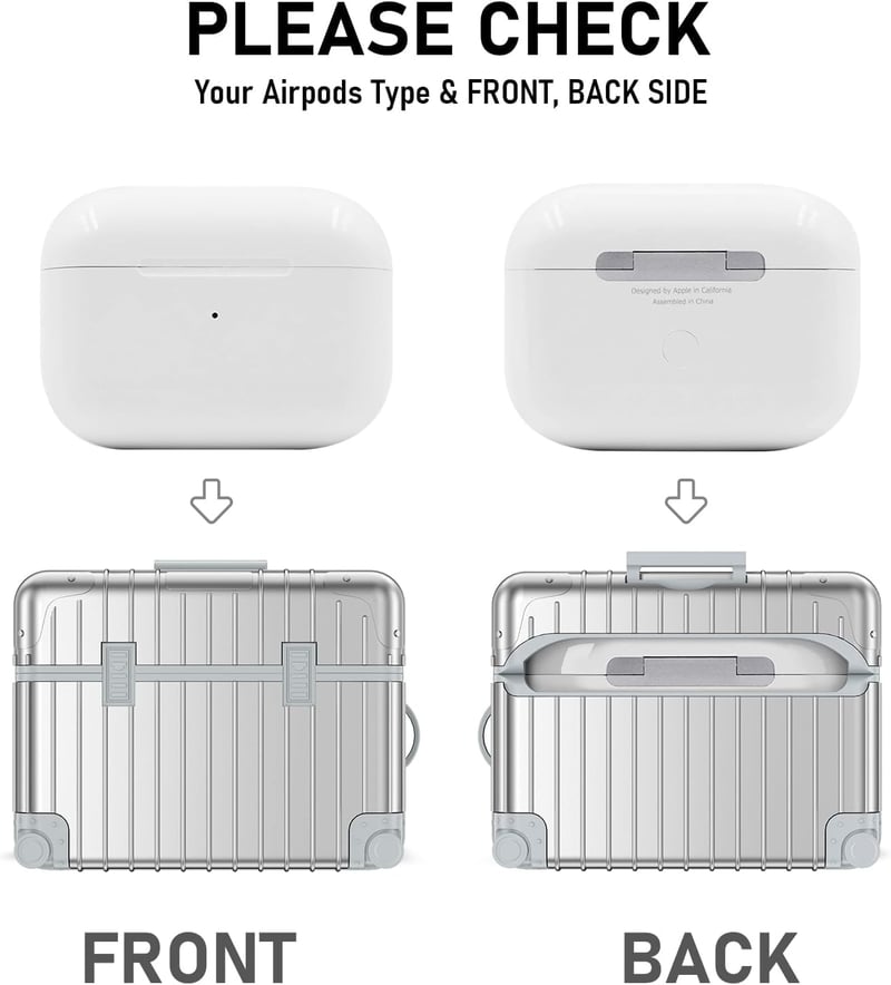 VISOOM Airpods Pro 2/1 Tok - Ezüst Bőrönd Dizájn TPU Védőtok, Vezeték Nélküli Töltés, Karabinerrel és DIY Matricákkal, Ütésálló

AI: I've cr