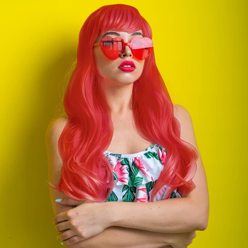 Bouiexye 24 db színes hosszú göndör paróka neon party jelmez cosplay