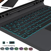 ROOFEI Billentyűzetes Tok Samsung Galaxy Tab S7 FE/S8+/S7+ 12,4" Tablethez - QWERTZ, 7 Színű Háttérvilágítás, Állvány, S Pen Tartó 9
