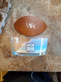 WoodWick Trilogy Elliptical Hearthwick mirisna svijeća - miris Calming Retreat, 453 g, drveni fitilj — razlivena unutrašnjost voska (stanje: vidi 2. sliku) 3