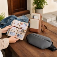 Ingázó napi mentőcsomag: nagy pénztárca + telefontartós válltáska + vízálló válltáska 1