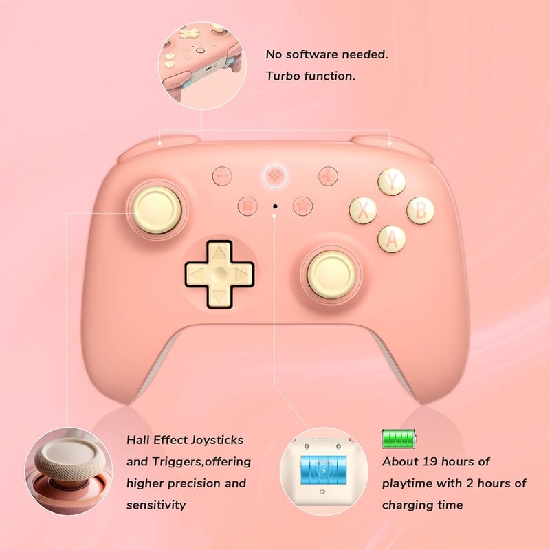 8bitdo Ultimate 2C Vezeték Nélküli Kontroller PC és Android Eszközökhöz - Hall-Effekt Joystick, 1000 Hz Válaszidő, Programozható Gombok, Tur