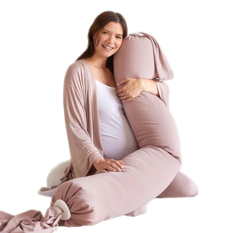 Pernă pentru sarcină și alăptare bbhugme, pernă premiată pentru susținerea întregului corp, cu husă roz pudrat