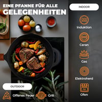 BBQ Ben 30 cm-es öntöttvas grill serpenyő indukciós tűzhelyre, sütőbiztos 4